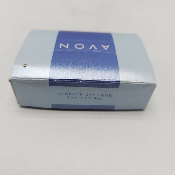 Kenneth Jay Lane Avon Panther Pin With Clear Black Green Rhinestones in Box - Picture 2 of 7